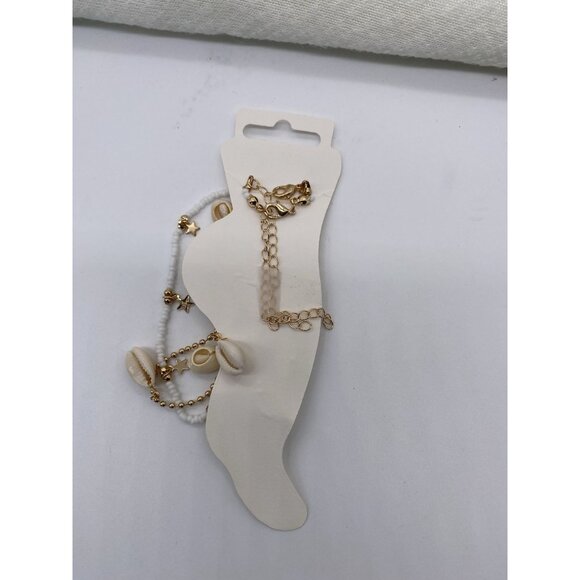 Sea Shell Anklets With Star Charms Gold & White  For Women - Picture 5 of 5